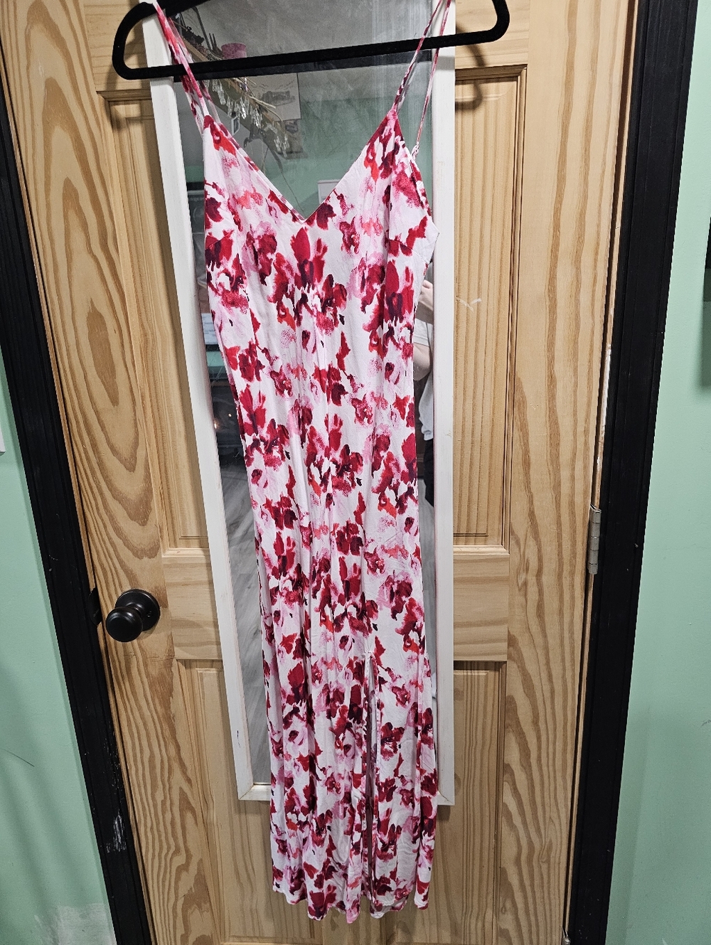 a new day White Slip Midi Dress with Red Floral Print